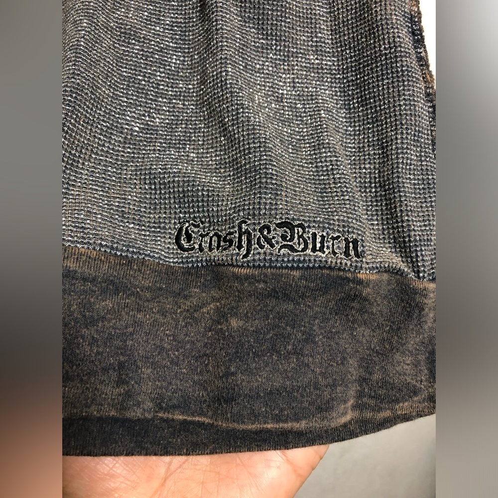 Crash & Burn Shimmering Charcoal Blouse with Lace Accents - Picture 3 of 9